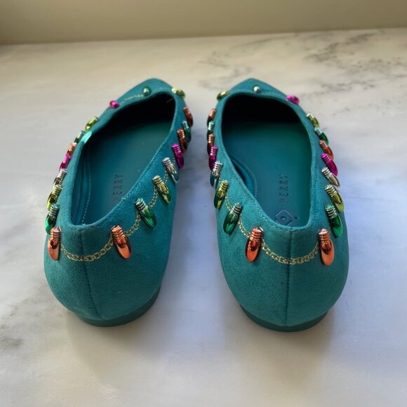 Katy Perry Hollie Christmas Flat in Green, Size 6 - Picture 3 of 4